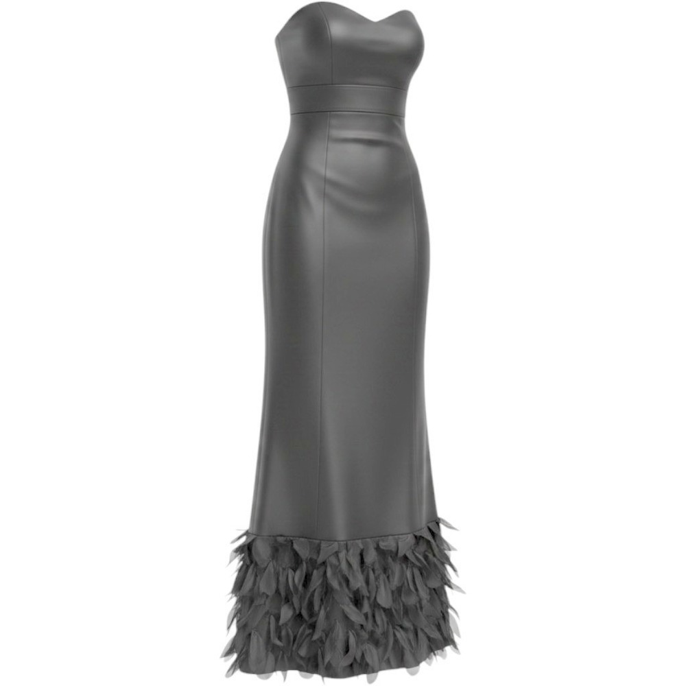 Phoebe Couture Black Strapless Sweetheart Petal Hem Maxi Gown Dress Size 2